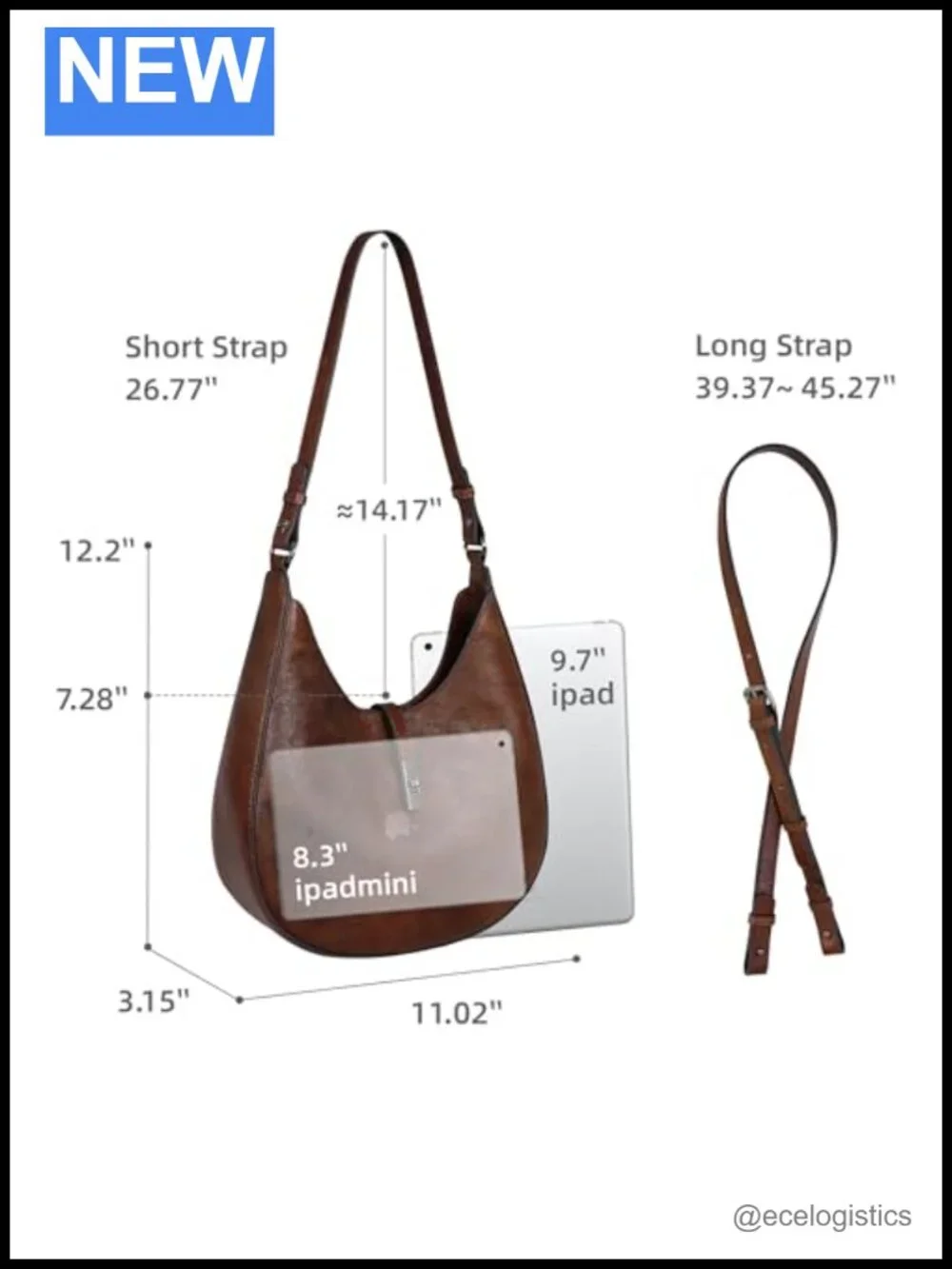 Leather Crescent Crossbody Hobo Bag for Women with Detachable Straps